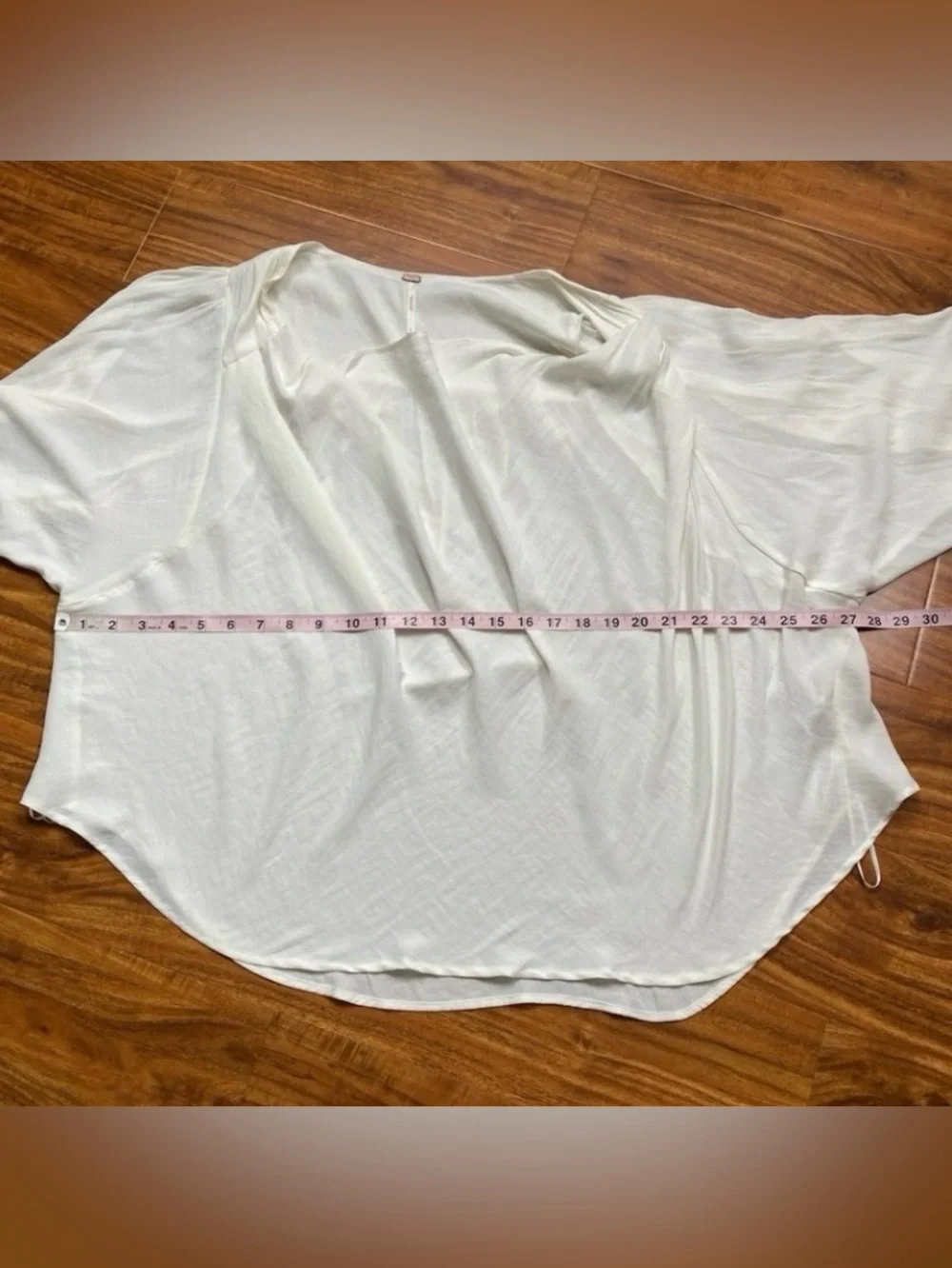 Free People Women White Drappy Peasant Sleeve Oversize Blouse Size Large Coastal